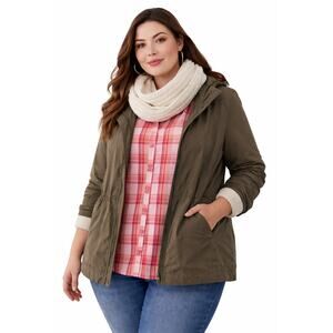 White Stag Womens Sleeveless Plaid Button Front Shirt Size 3X Red Pink